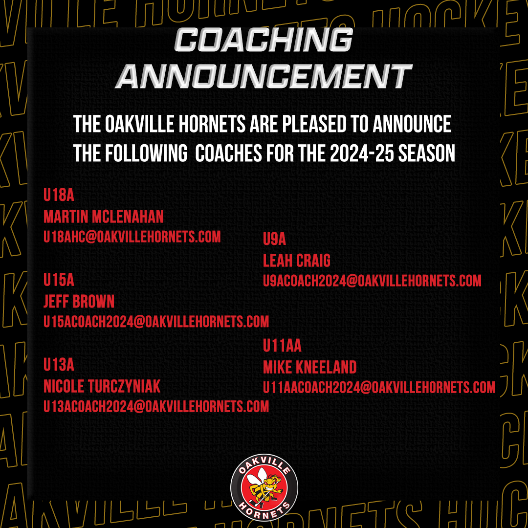 News Coaching Announcement A AA 2024 25 Season Oakville Hornets   Coaching Announcement 2024 25 A Level 